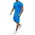 thumbnail image 3 of SHIXIAOO Men's Summer Tracksuit Plus Size Short Sleeve Athletic Suit Casual Color Block Drawstring Waist Tracksuit Set Mens plus Size Sweat Suits Men Jackets Suit, 3 of 6