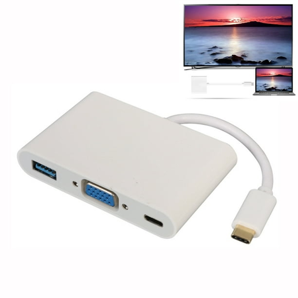 galblaas Kan niet lezen of schrijven Traditioneel USB C to HDMI VGA Adapter,Type C Hub Converter with 4K HDMI, VGA, USB 3.0  Port, Audio and PD Charging Port Compatible with MacBook Pro,iMac,Chromebook  Pixel,Dell XPS 13/15,Galaxy S20,Surface and More -