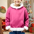 thumbnail image 2 of LTTVQM Boys Girls Christmas Pullover Hoodies Kids Boys Fuzzy Trim Hooded Sweatshirts Fall Winter Y2K Trendy Hoodies Hot Pink 7-8 Years, 2 of 7
