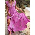 thumbnail image 5 of ZHAOCHENG Vestidos largos de verano hawaianos de Niuer, vestidos de túnica para vacaciones para mujer, vestidos largos con abertura lateral y estampado floral, vestidos bohemios sin mangas para fiesta, 5 of 5