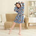 thumbnail image 3 of FORMRS Niños Bathrobe Unisex Hooded Robe Soft Plush Pajamas Sleepwear, Size 7-9T, Modern Color Circle, 3 of 7