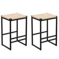 thumbnail image 3 of Homy Casa Texas Handwoven Paper Rope Bar Stool 15.7"x13.4"x25" Black Metal Frame 2-Pack, 3 of 5