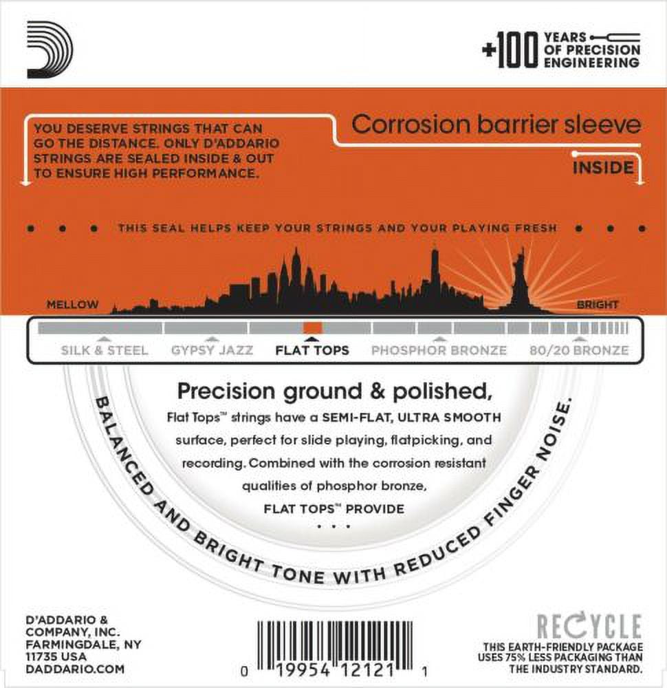 D'Addario EFT13 Flat Tops Phosphor Bronze Acoustic Guitar Strings, Resophonic Guitar, 16-56