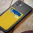 thumbnail image 4 of Silicone Phone Card Holder Double Slot Pocket, Stick On Wallet, Adhesive Credit Card Pouch, Compatible with iPhone & Samsung Galaxy - Yellow, 4 of 5