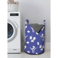 thumbnail image 3 of Floral Laundry Bag, Simplistic Daisy Flowers Blossoms Rhythmic Illustration, Hamper Basket with Handles Drawstring Closure for Laundromats, 13" x 19", Mustard Ceil Blue, by Ambesonne, 3 of 4
