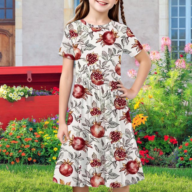 LOVZFMLL Robe d'Été Unie à Manches Courtes Col Rond en Maille Princesse Robe de Mariage pour Enfants