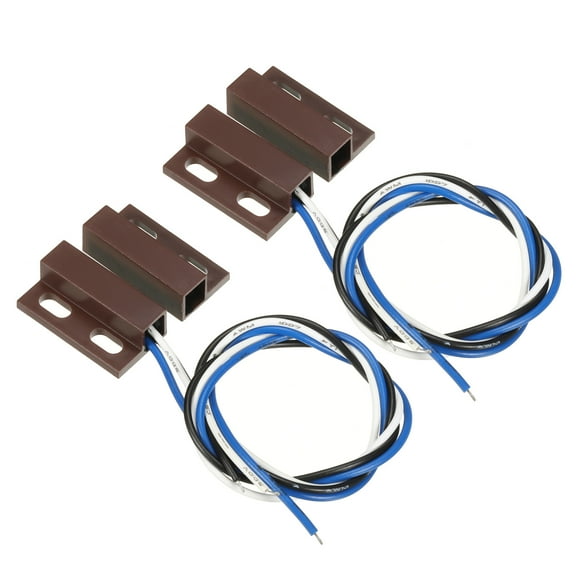 Unique Bargains Magnetic Reed Switch, 2 Pack NC NO Wired Magnetic Contact Switch, Brown