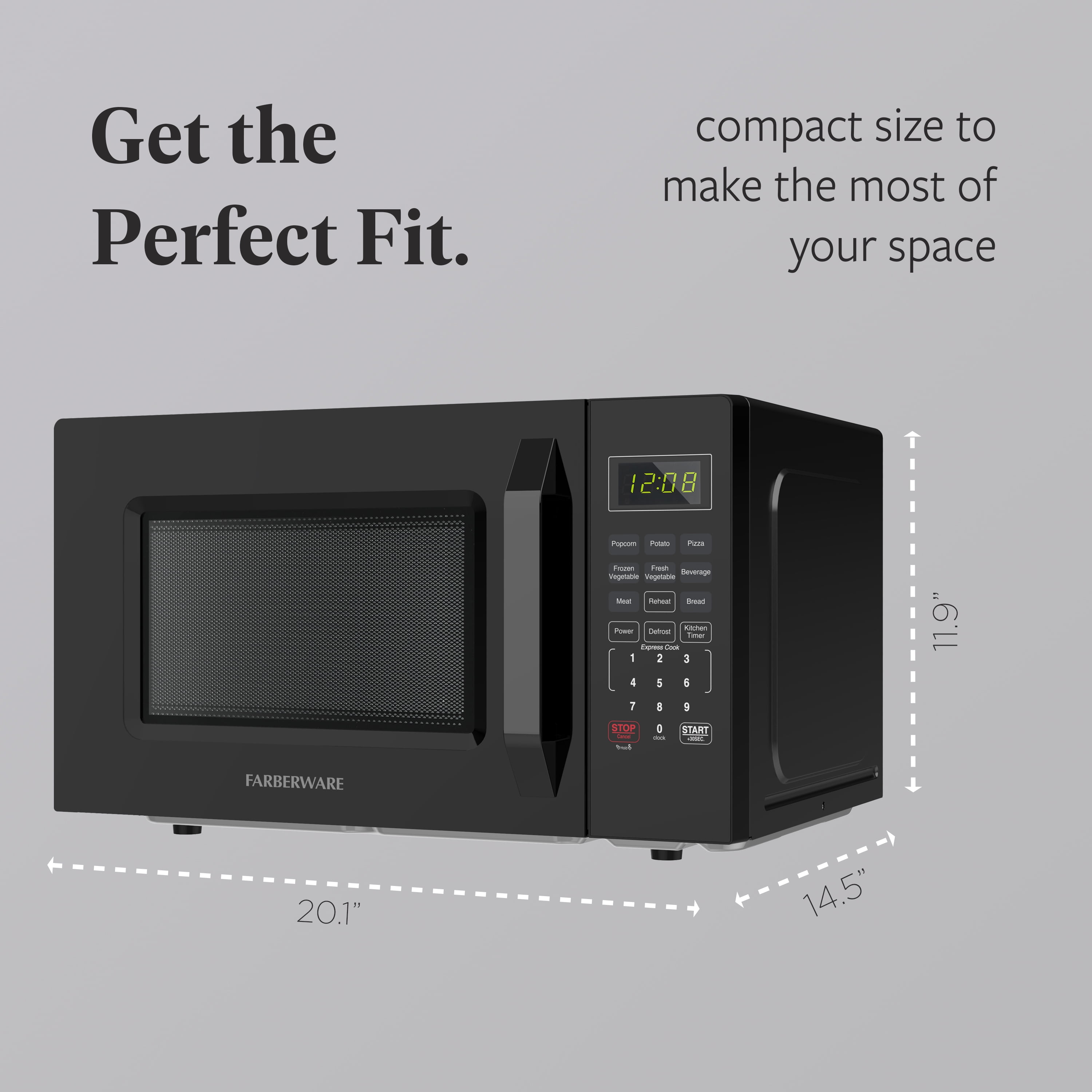 Farberware 1.1 cu ft Microwave Oven,1000W Countertop Microwave Oven with Auto Cook Menu, Black