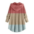 thumbnail image 4 of Ozmmyan Womens Sweater Button Plush Tops Hooded Loose Cardigan Solid Color Patchwork Coat Jacket, 4 of 4