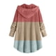 thumbnail image 5 of Puntoco, blusas de felpa con botones para mujer, cárdigan suelto con capucha, chaqueta de abrigo de retazos de Color sólido, liquidación Puntoco Puntoco-4337, 5 of 5