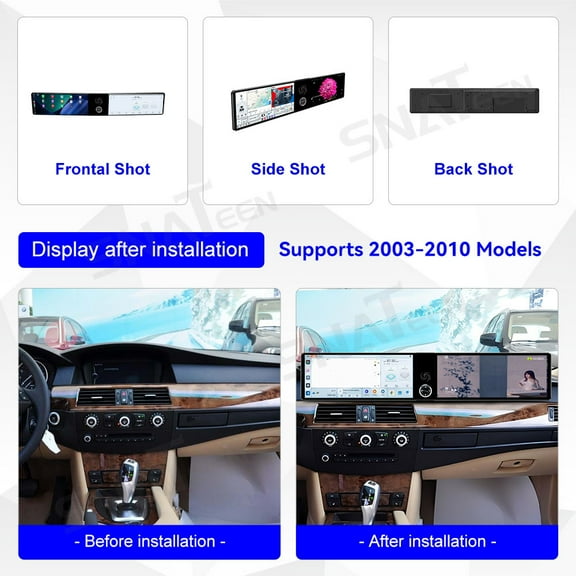 SNATEEN Dual 12.3 inch Carplay Screen/Radio/Multimedia Player for BMW 5 Series E60 2003-2010 Universal Car Navigation/GPS Upgrade Headunit Android Display 1080P Touch Screen Replace System