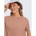 thumbnail image 3 of Remera CRZ YOGA de Algodón Pima con Cuello Barco y Corte Suelto en Color Mocha Mousse, 3 of 4