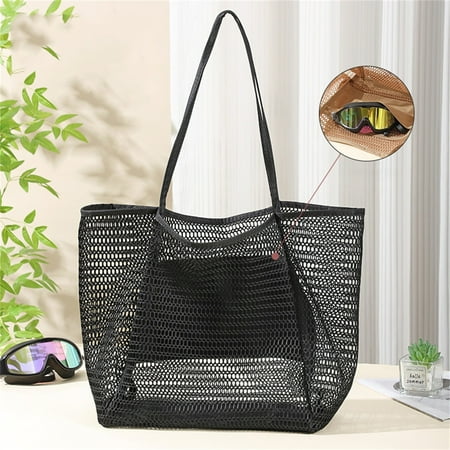 

Oleegame 1PC Outdoor Cushion Storage Bag Beach Bag Large Capacity Mesh Toy Storage Bag Multifunctional Travel Hand Held Suit Swimsuit Hollow Storage Bag