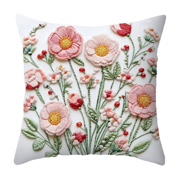 Wildflower Embroidered Throw Pillow Covers 18x21 Floral Decorative Pillow Covers with Zipper Summer Aesthetic Farmhouse Boho Cozy Throw Pillowcases for Living Room Couch Sofa Bed