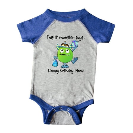 

Inktastic This Lil Monster Says Happy Birthday Mom Gift Baby Boy or Baby Girl Bodysuit
