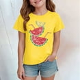 thumbnail image 2 of DXOUPM Chemises Filles Imprimé Mignon Col Rond Été Manches Courtes Blouse Légère Sortie, 2 of 3