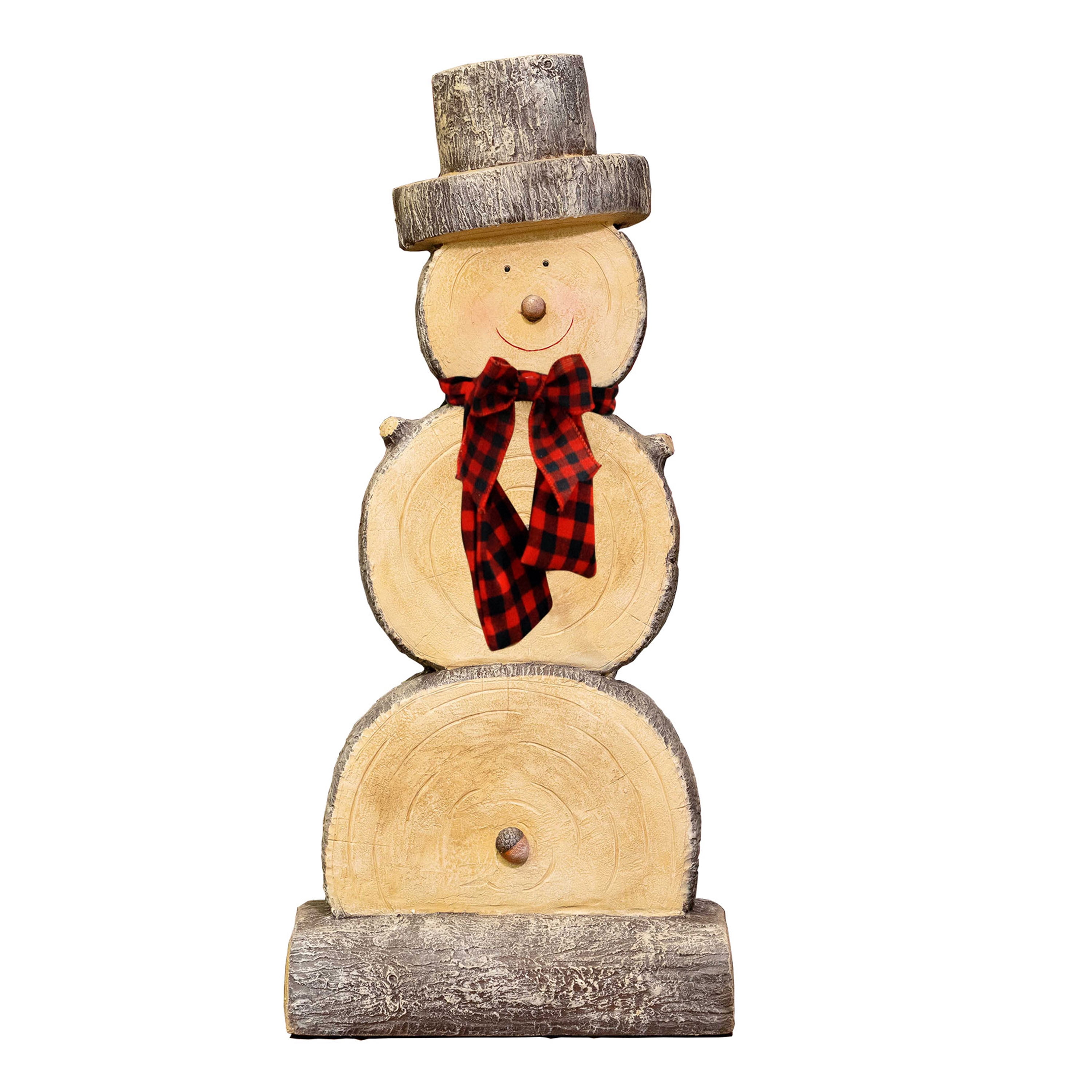 Alpine Corporation Wooden Christmas Snowman Statue Holiday Decoration