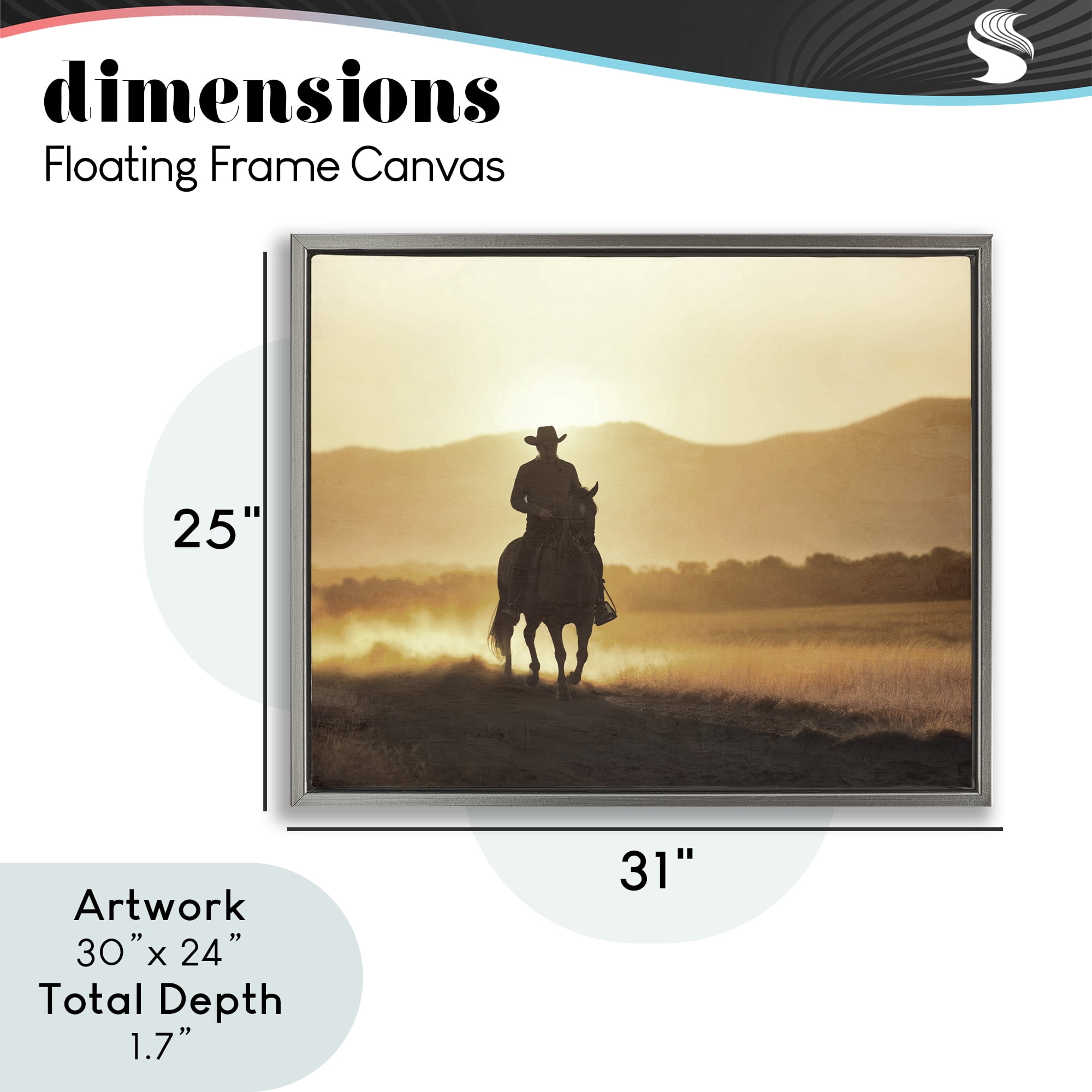 Stupell Industries Cowboy's Ride Home Gray Framed Floater Canvas Wall Art, design by Kim Allen