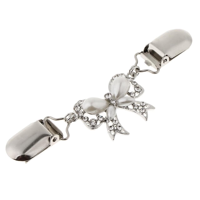 Cardigan clip de suéter con cadena para mujer Yuyangstore manga titular decoración Blanco