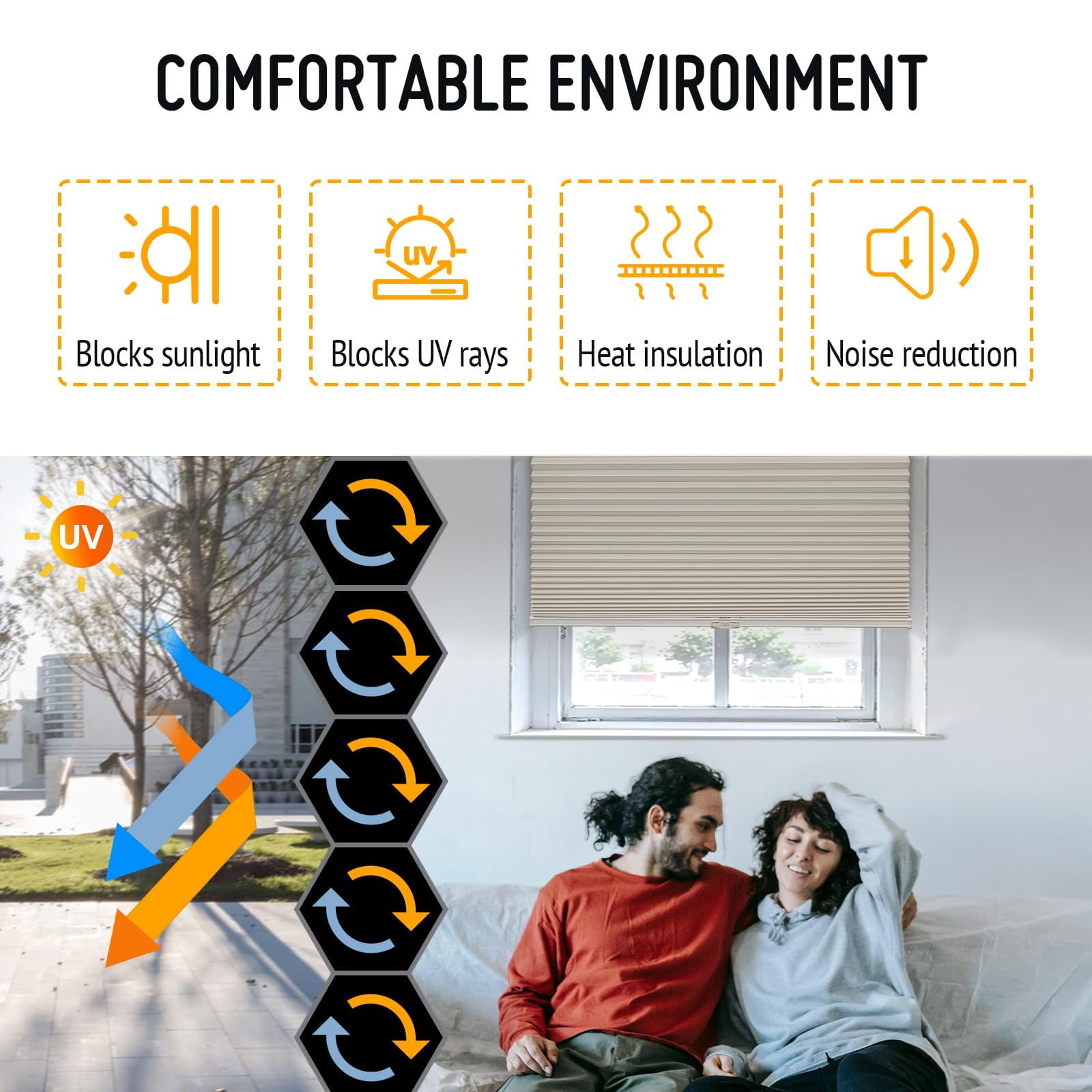 Keego Cellular Shades Cordless Honeycomb Shades for Windows Pull Down Blackout Cellular Blinds 9/16" Single Cell Thermal Insulated Blinds for Home Office(Grey,59"W x72"H)