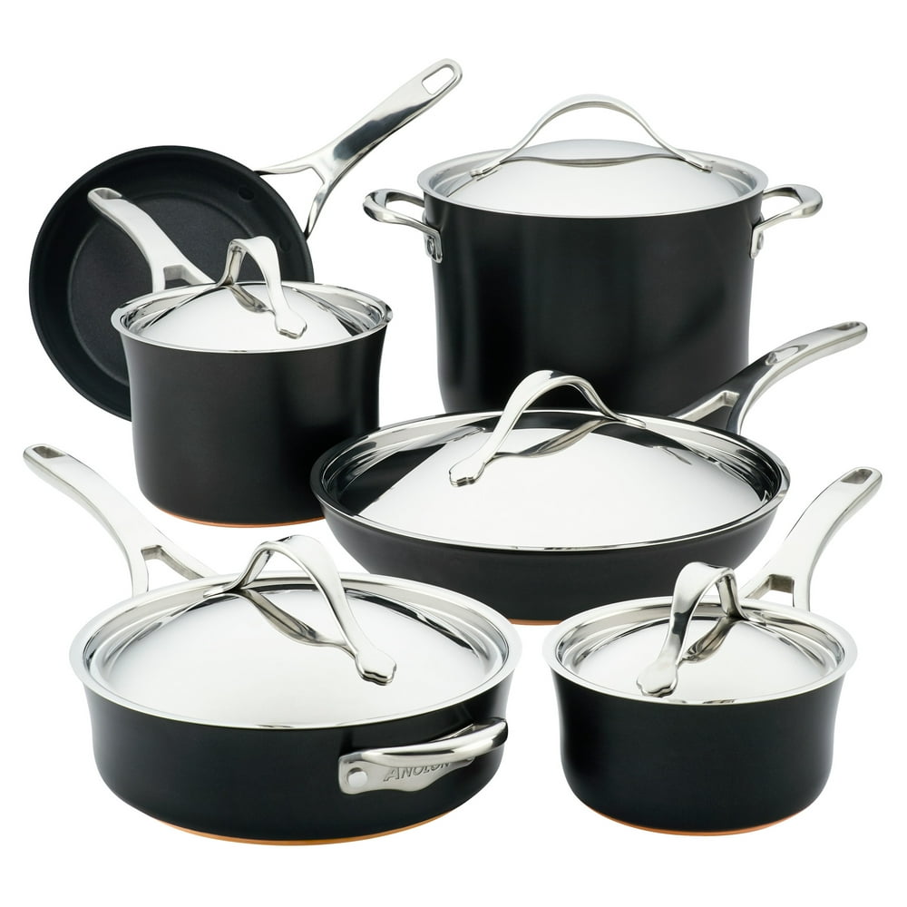 Anolon Nouvelle Copper Luxe Hard Anodized Nonstick Cookware Set 11 Piece Onyx