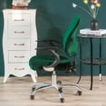 thumbnail image 3 of veasfak Removable Stretchable Slipcover Office Computer Chair Covers Dark Green, 3 of 5