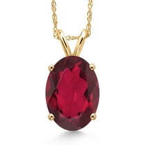 Gem Stone King 14K Yellow Gold Ruby Red Mystic Quartz Pendant Necklace for Women | 2.70 Cttw | Gemstone Birthstone | Oval 10X8MM | With 18 inch Chain