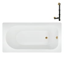 Streamline N-4240-733-BGL 66 in. x 34 in. Acrylic Soaking Drop-In Bathtub in Glossy White, With External Drain in Brushed Gold
