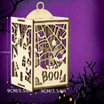 thumbnail image 2 of Halloween Pumpkin Lantern Wooden Square Carved Pumpkin Decor, Hanging Halloween Decorations for Home Table Centerpiece Fall Decor, Halloween Party Decorations Rustic Fall Decor, 2 of 6