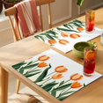 thumbnail image 4 of Orange Tulip Placemats Set of 12 Watercolor Retro Elegant Botanical Place Mats Indoor Wipeable Table Mats Washable Cloth Dining Table Placemats for Kitchen Holiday Party Home Decor 13x19 Inch, 4 of 9