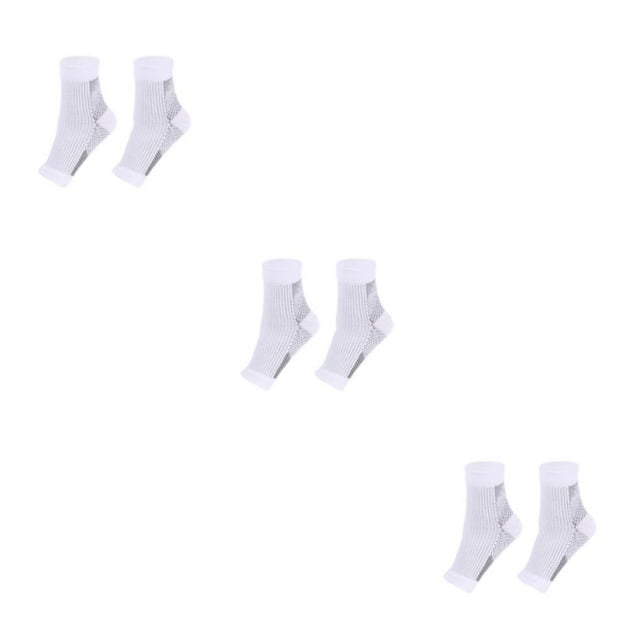 Ruiboury 2a Ensemble de 2 Chaussettes de Compression Antidérapantes pour Cheville Confortables à Porter Blanc P/M 3Ensemble