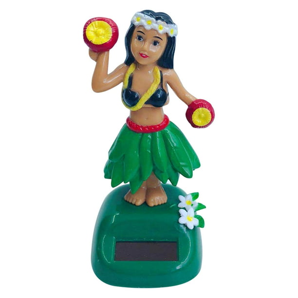 AnuirheiH Solar Powered Hula Girl Bobble Shaking Head Doll Car