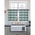 thumbnail image 2 of Teal Black Plaid Tier Curtains 36 Inch Length,Sheer Curtains for Bedroom Living Room Window Farmhouse Teal Black Checkered Rod Pocket Drapes Kitchen Curtains Small Half Window 27.5"x36" 2 Panels, 2 of 6