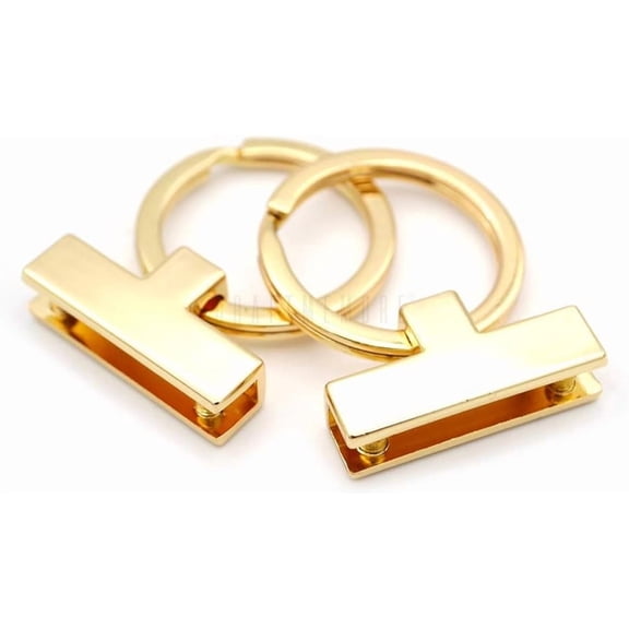 CRAFTME STUDIO 1 Inch Key Fob Hardware with Split Key Ring Holder Keychain Findings for Leather Craft, 2 Pack (Gold)