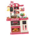 thumbnail image 2 of 47x juego de cocina de juguete con luces, estufas de juego electrónicas realistas con sonido, juego de vajilla de comida para cocina de juegos en rojo, 2 of 8