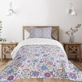 thumbnail image 3 of Ambesonne Pastel Quilted Bedspread Set 2 Pcs, Doodle Botany Garden, Twin Size, Multicolor, 3 of 6