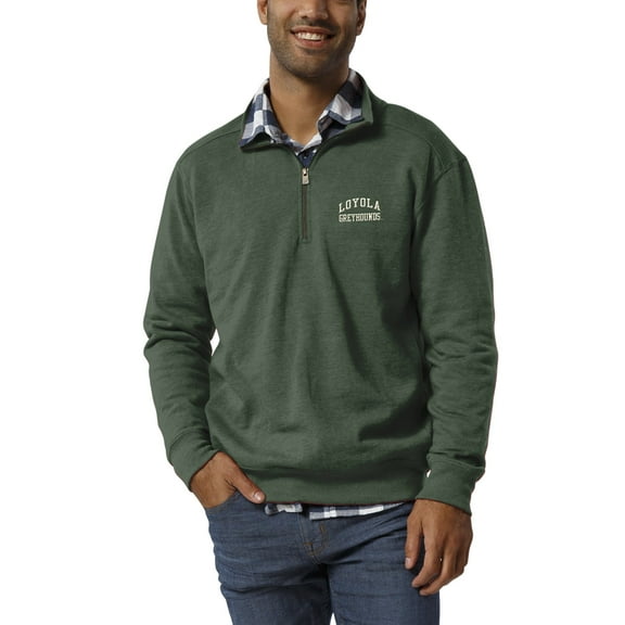 Men's League Collegiate Wear Heathered Green Loyola Greyhounds Heritage Quarter-Zip Pullover Jacket