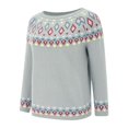 thumbnail image 5 of Baqcunre Womens Knitted Patchwork Print Retro Sweater Casual Loose Crewneck Long Sleeve Lightweight Cropped Pullover Tops for Women, 1PC Top Gray 5XL, 5 of 8