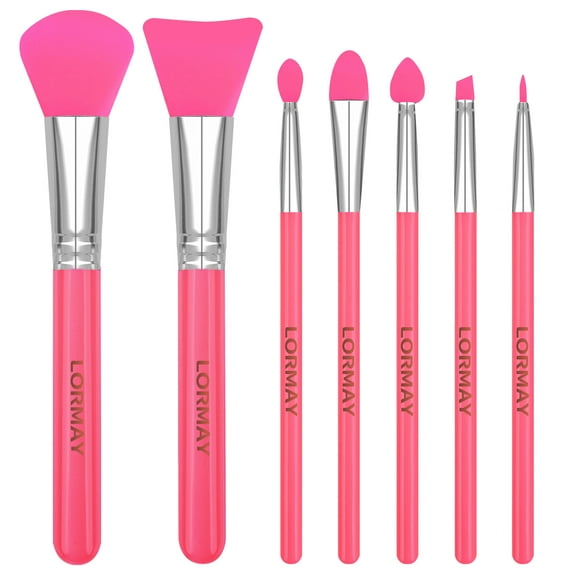 LORMAY 7 Pcs Silicone Brush applicator kit for UV Resin Epoxy Art Crafting and Cream Makeup Products (Red)
