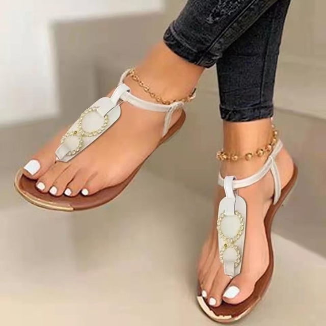 Señoras Mujeres Verano Clip-Toe Zapatos Pisos Casual Playa Sandalias Wmkox8yii nm5505