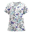 thumbnail image 2 of Garbnen Animal Print Women Scrub Tops Plus Size Stretch V Neck Short Sleeve Woman Shirt Xmas Valentine's Day Holiday Prints Nursing Medical Uniform, 2 of 6