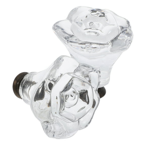2pcs Acrylic Flower Knobs Crystal Cabinet Knobs Transparent Drawer Pulls Fashion Rose Dresser Handles for Home Living Room Bedroom Bathroom Decor