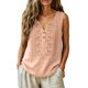 thumbnail image 2 of Neewe Women V Neck Embroidered Button Blouse Plain Sleeveless Cotton Line Tops Fashion Vacation Tees Shirt Blouse Tops, 2 of 8