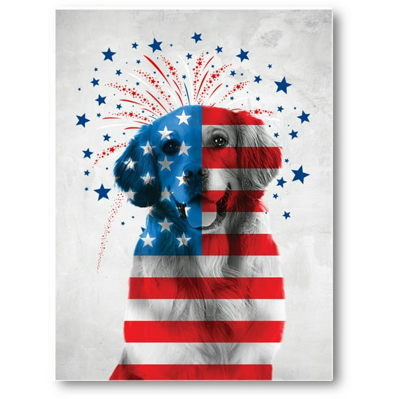 Awkward Styles USA Golden Retriever Canvas Art American Flag Wall Art with Dog Golden Retriever Gifts for Kids Dog Lovers USA Flag Wall Decor 4th of July Gifts