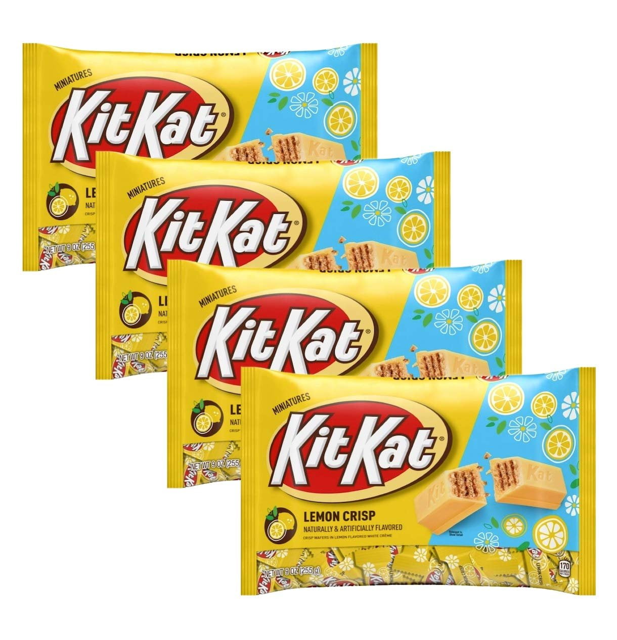 Kit Kat Lemon Crisp Miniatures Limited Edition Candy Pack of 4 Bags