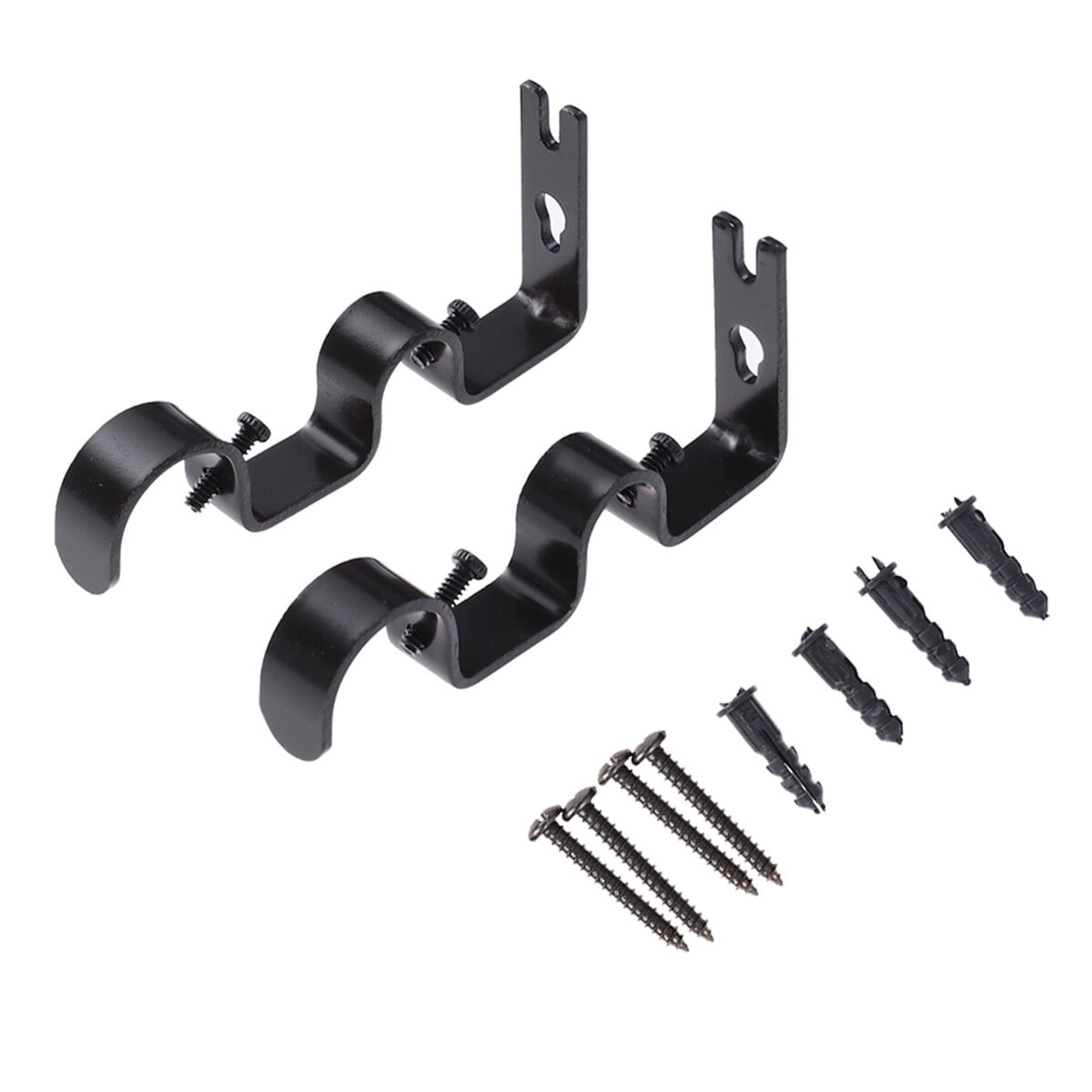 2pcs Adjustable Double Curtain Rods Brackets Thickers Roman Style