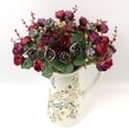 thumbnail image 2 of Artificial Silk Rose Peony Bouquet - 30cm Faux Flowers Arrangement, 1 Bunch, Mixed Peonies Chrysanthemums Greenery, Home Wedding Party Office Table Decor, 2 of 4