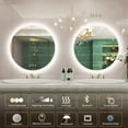 24in Round LED Bathroom Mirror 3 Color Modes Bluetooth Vanity Woman ...