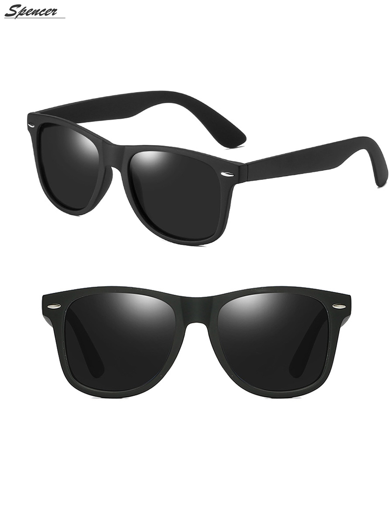 Spencer Retro HD Polarized Colored Mirrored Lens Sunglasses Ultralight Driving UV400 Eyewear Glasses for Men Women "Black+Gray " - image 2 of 6