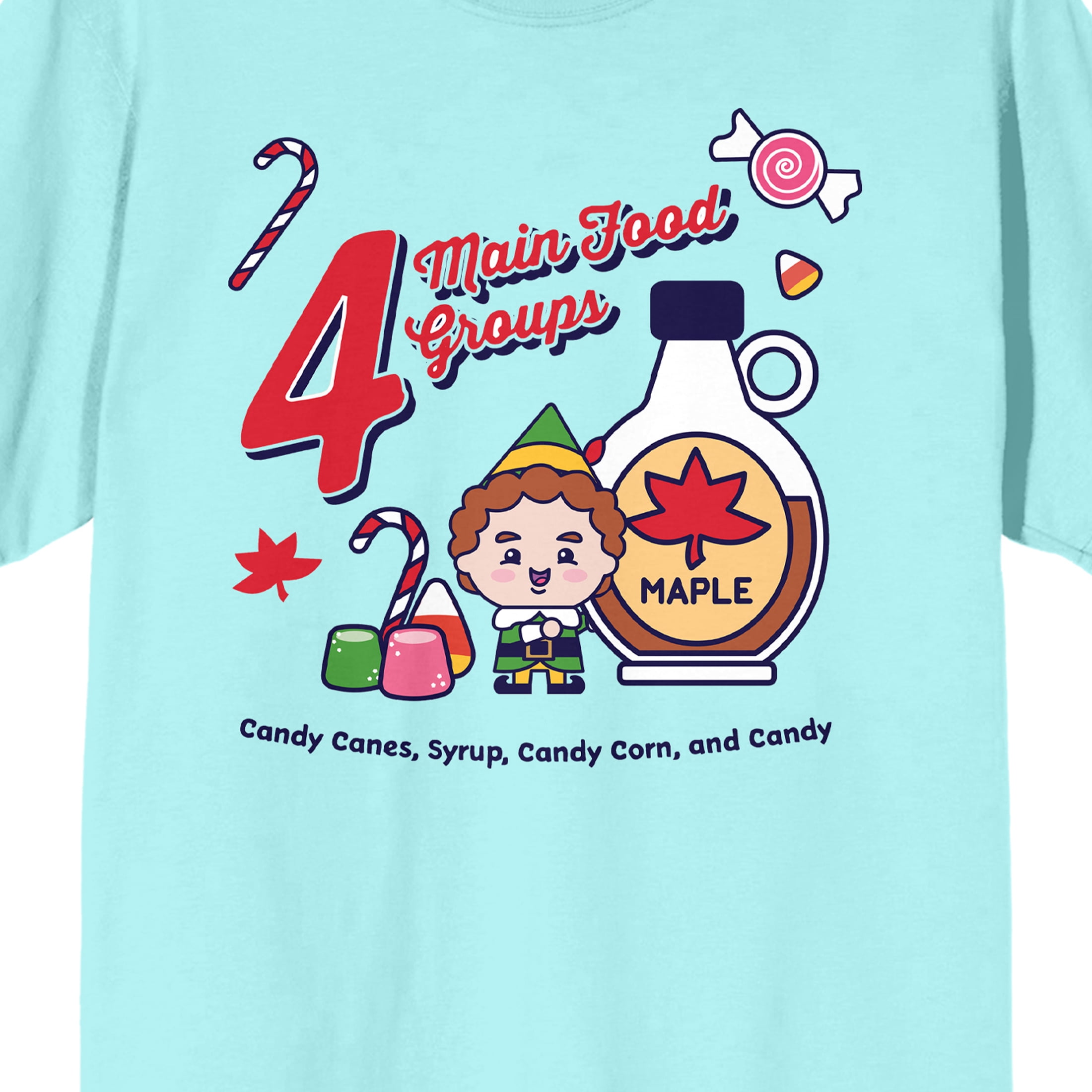 Four Main Food Groups Elf Movie Men's Celadon T-Shirt-XXL